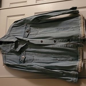 Pearl Embellish Demin Jacket
